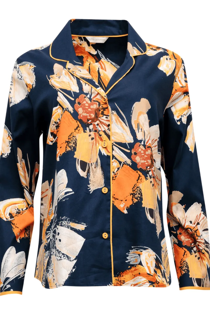 Pyjama Tops | £30 And Under>Cyberjammies Cosmo Floral Print Long Sleeve Pyjama Top, Size UK 8 NavyMix
