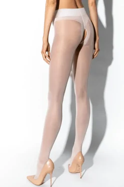 Crotchless Tights | £30 And Under>Amour Crotchless Gloss Tights White 20 Denier