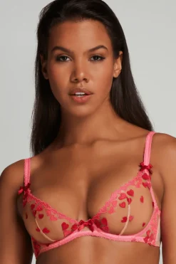 Red Lingerie | Sheer Lingerie>Agent Provocateur Cupid Plunge Underwired Bra Pink