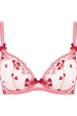 Red Lingerie | Sheer Lingerie>Agent Provocateur Cupid Plunge Underwired Bra Pink