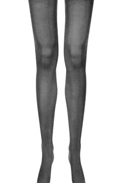Sheer Stockings | Black Stockings>Maison Close Cut & Curled Lurex Stockings 20 Denier Silver