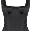 Sexy Lingerie | Luxury French Lingerie>Cadolle Daisy Satin Bustier Black