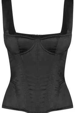 Sexy Lingerie | Luxury French Lingerie>Cadolle Daisy Satin Bustier Black