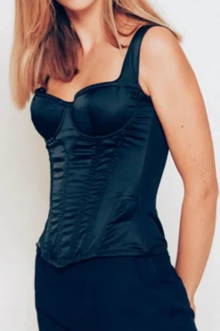 Sexy Lingerie | Luxury French Lingerie>Cadolle Daisy Satin Bustier Black