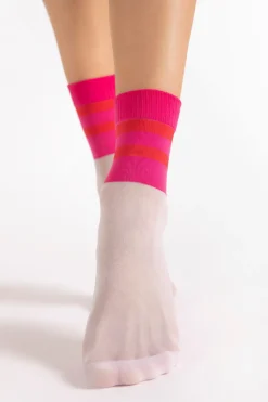 £30 And Under | Sheer Lingerie>FiORE Dash Socks 20 Denier in White/Pink