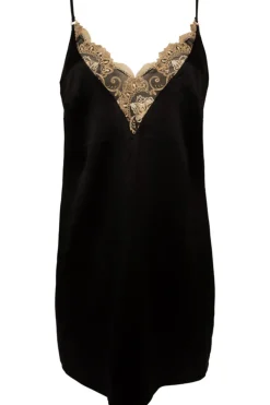 Silk Nightwear | Nighties, Babydolls & Chemises>Lise Charmel Deesse En Glam Sexy Nightie, Size M (UK 12) Black/Gold