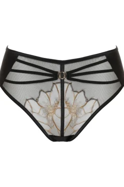 Sheer Lingerie | High Waist Thongs And Knickers>Prelude Delicate Nymph High Waist Brazilian Black/Gold
