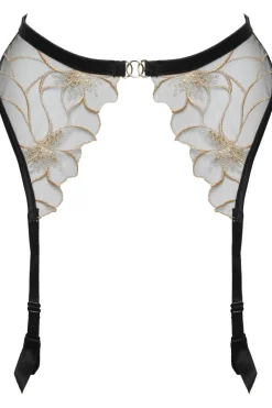 Sheer Lingerie | Suspender Belts>Prelude Delicate Nymph Suspender Belt Black/Gold