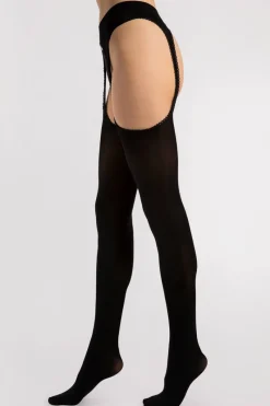 Crotchless Tights | Black Tights>FiORE Diavola Strip Panty Tights 60 Denier Black