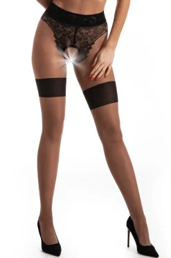 Patterned Tights | Back Seamed Tights>Amour Diva Suntan Beige Crotchless Tights 30 Denier