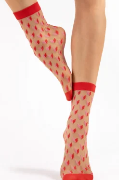 Mother's Day | Red Lingerie>FiORE Dizzy Geometric Pattern Sheer Socks 20 Denier