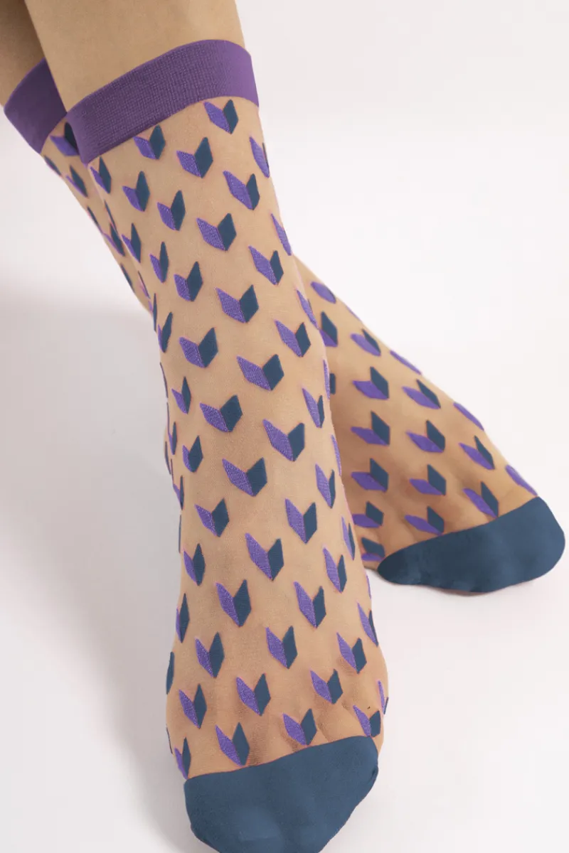 Mother's Day | Red Lingerie>FiORE Dizzy Geometric Pattern Sheer Socks 20 Denier