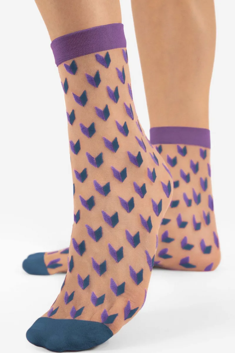 Mother's Day | Red Lingerie>FiORE Dizzy Geometric Pattern Sheer Socks 20 Denier