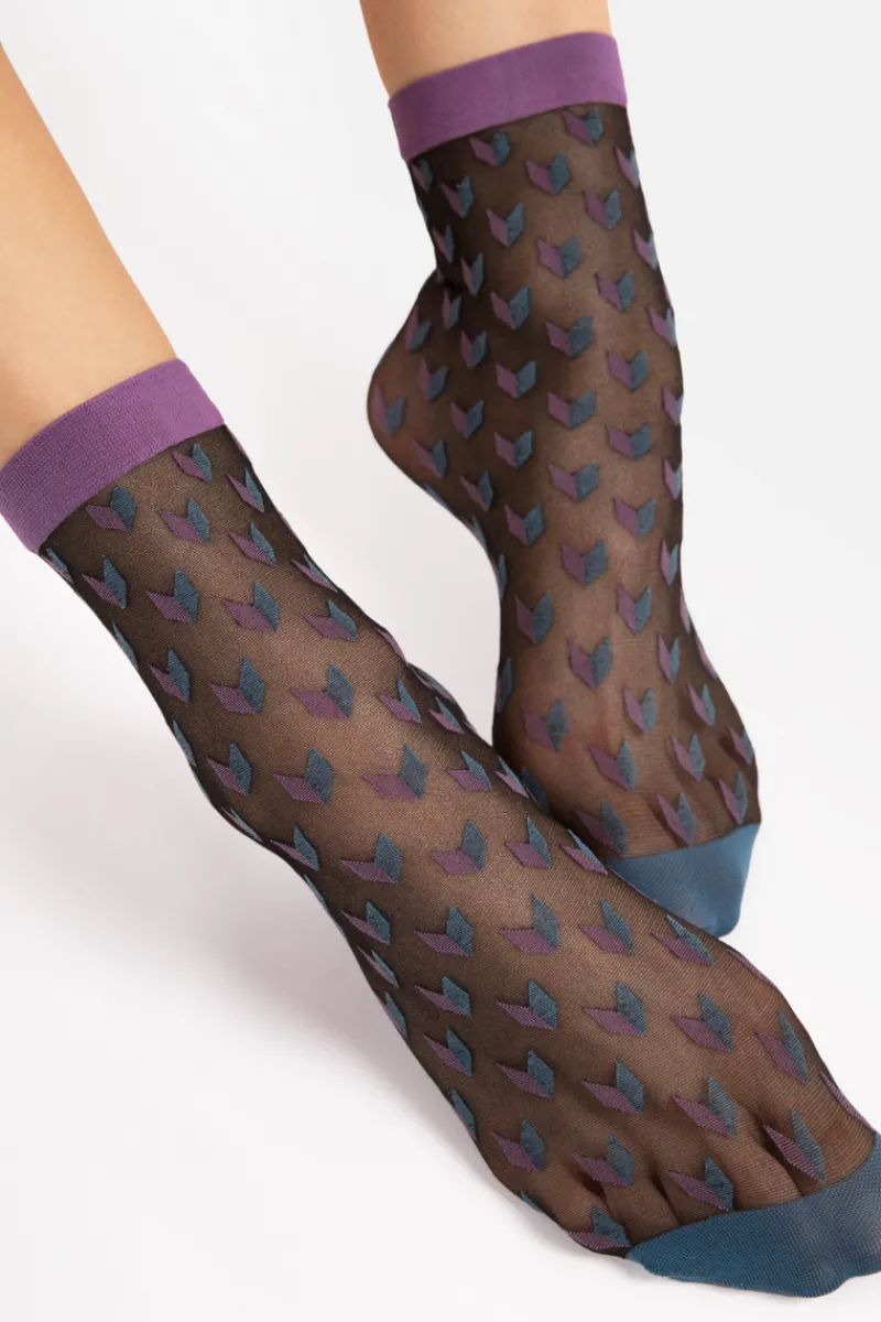 Mother's Day | Red Lingerie>FiORE Dizzy Geometric Pattern Sheer Socks 20 Denier