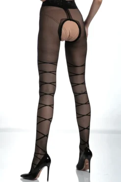 Black Tights | Patterned Tights>Amour Dominance Crotchless Tights 20 Denier Black