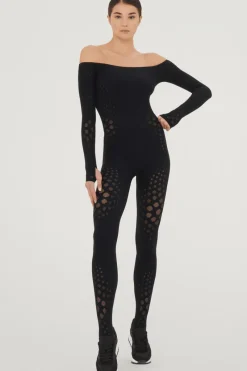 Ready To Wear | Catsuits & Jumpsuits>Wolford Dots Illusion Net Jumpsuit, Size M Black