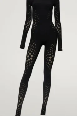 Ready To Wear | Catsuits & Jumpsuits>Wolford Dots Illusion Net Jumpsuit, Size M Black