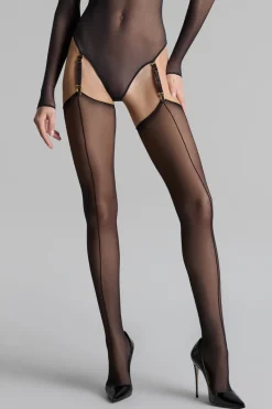 Seamed Stockings | Sheer Stockings>Maison Close Double Seam Cut & Curled Stockings Black