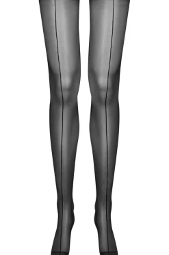 Seamed Stockings | Sheer Stockings>Maison Close Double Seam Cut & Curled Stockings Black