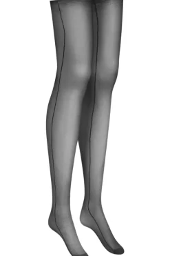 Sheer Stockings | Black Stockings>Maison Close Double Side Seam Cut & Curled Stockings Black