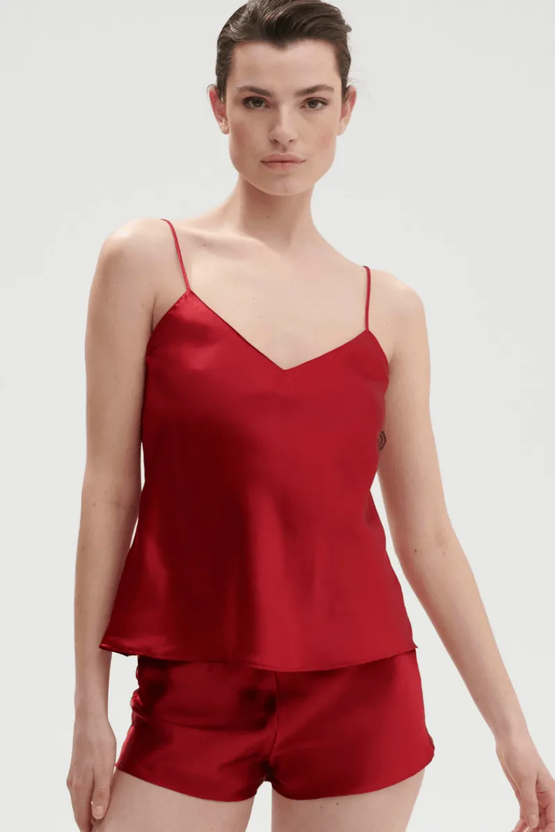Silk Nightwear | Pyjama Tops>Simone Pérèle Dream Silk Camisole Red