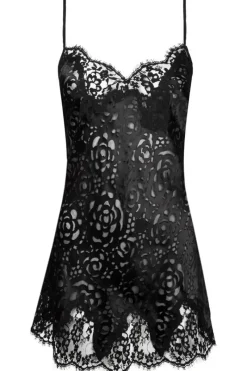 Silk Nightwear | Nighties, Babydolls & Chemises>Lise Charmel Dressing Floral Babydoll Black
