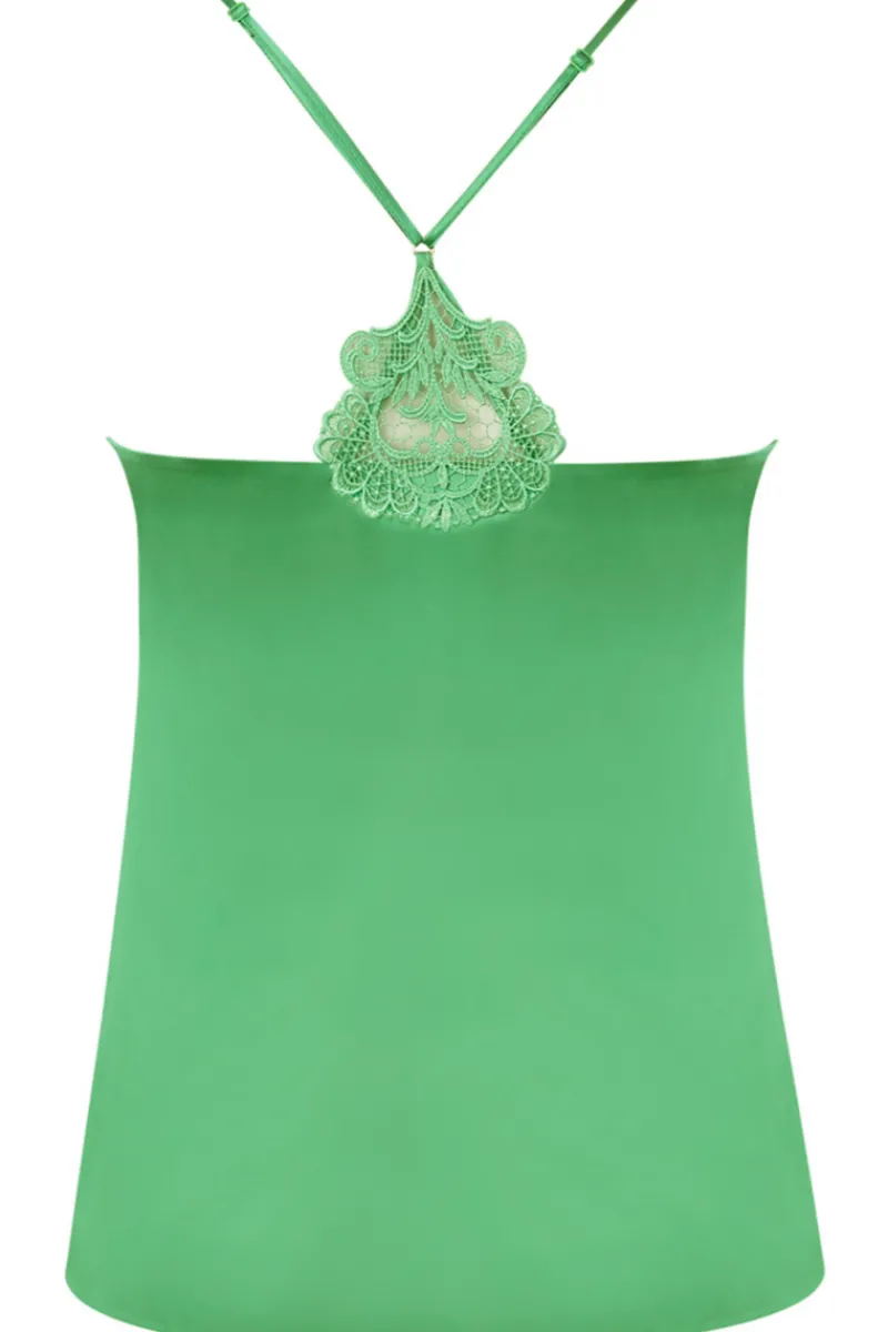 Silk Nightwear | Pyjama Tops>Lise Charmel Dressing Floral Silk Camisole DressingEmeraude