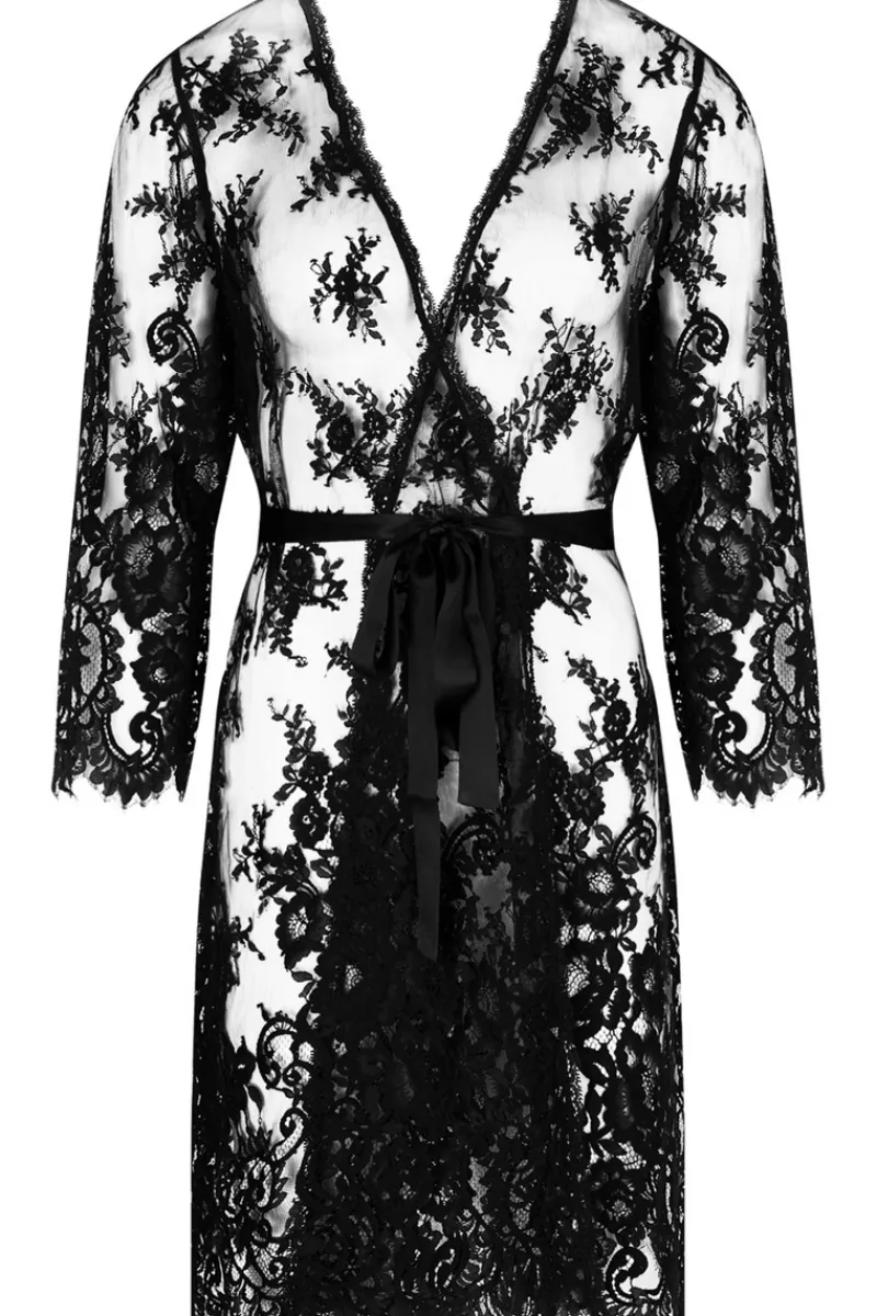 Kimonos & Robes | Sexy Lingerie>Lise Charmel Désirs de Venise Mid-Length Robe Black