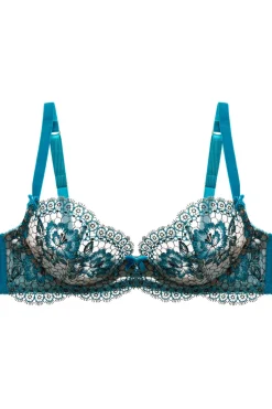 Sheer Lingerie | Balconette Bras & Demi Bras>Dita Von Teese Evelina Lurex Underwire Bra Peacock