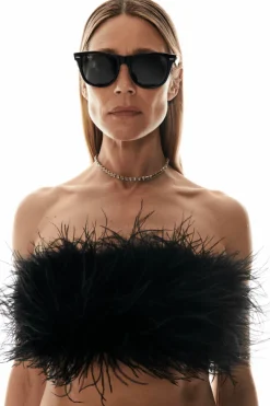 Ready To Wear>Love Stories Fanny Cropped Feather & Satin Top Black