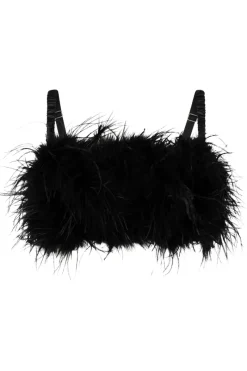 Ready To Wear>Love Stories Fanny Cropped Feather & Satin Top Black