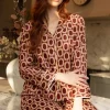 Pyjama Sets | Mother's Day>Fable u0026 Eve Fitzrovia Chain Print Pyjama Set RustBrownChainPrint
