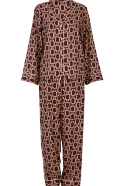 Pyjama Sets | Mother's Day>Fable u0026 Eve Fitzrovia Chain Print Pyjama Set RustBrownChainPrint