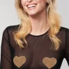 Nipple Covers & Pasties | Pleasure>Bijoux Indiscrets Flash Glitter Heart Pasties Gold