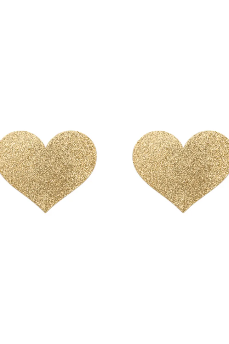 Nipple Covers & Pasties | Pleasure>Bijoux Indiscrets Flash Glitter Heart Pasties Gold