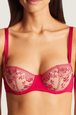 £30 And Under | Sexy Lingerie>Aubade Fleur de Passion Half Cup Bra, Size UK 30DD Amaryllis