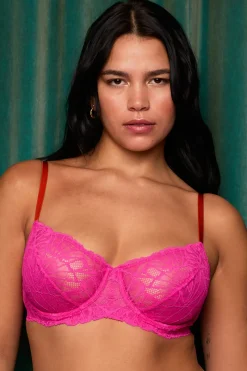 Balconette Bras & Demi Bras | Underwired Bras>Dora Larsen Flora Graphic Lace Underwire Bra Pink