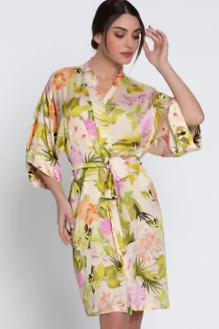 Kimonos & Robes | Sexy Lingerie>Lise Charmel Frisson D'or Mid Length Robe OrRose