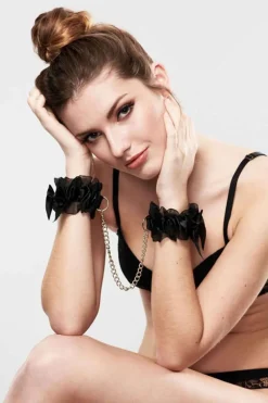 Restraints, Cuffs & Gloves | Pleasure>Bijoux Indiscrets Frou Frou Organza Handcuffs Black