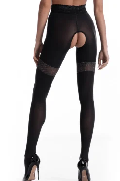 Black Tights | Patterned Tights>Amour Gl Crotchless Tights 80 Denier Black