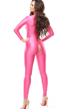 Catsuits & Jumpsuits>Miss O Glossy Bodystocking Pink