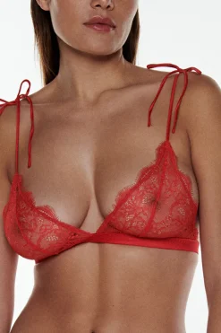 Red Lingerie | Wireless Bras>Love Stories Gwen Triangle Bralette Red
