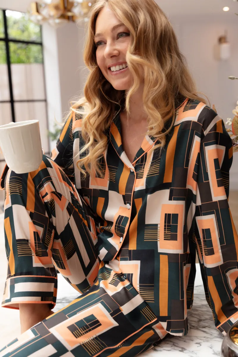 Pyjama Sets | Mother's Day>Fable u0026 Eve Hackney Tile Print Pyjama Set HackneyTilePrint