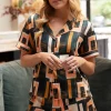 Pyjama Sets | 2 Piece Lingerie Sets>Fable u0026 Eve Hackney Tile Print Shorty Set HackneyTilePrint
