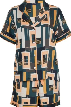 Pyjama Sets | 2 Piece Lingerie Sets>Fable u0026 Eve Hackney Tile Print Shorty Set HackneyTilePrint