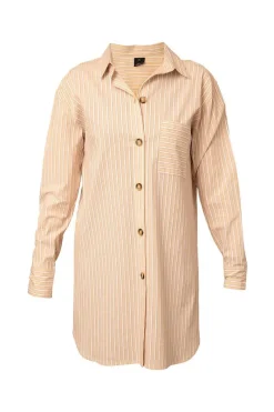 Ready To Wear | Dresses>Else Hamptons Shirt Dress, Size L (UK 14) Flax/White/Clay