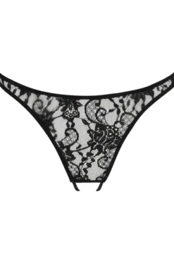 Crotchless Lingerie | Sheer Lingerie>Coco de Mer Hera Open Knicker Black