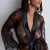 Kimonos & Robes | Sexy Lingerie>Aubade Histoire D’un Soir Lace Kimono Black