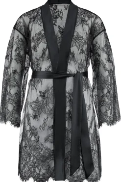 Kimonos & Robes | Sexy Lingerie>Aubade Histoire D’un Soir Lace Kimono Black