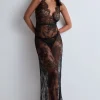 Nighties, Babydolls & Chemises | Sexy Lingerie>Aubade Histoire D’un Soir Long Lace Nightie Black